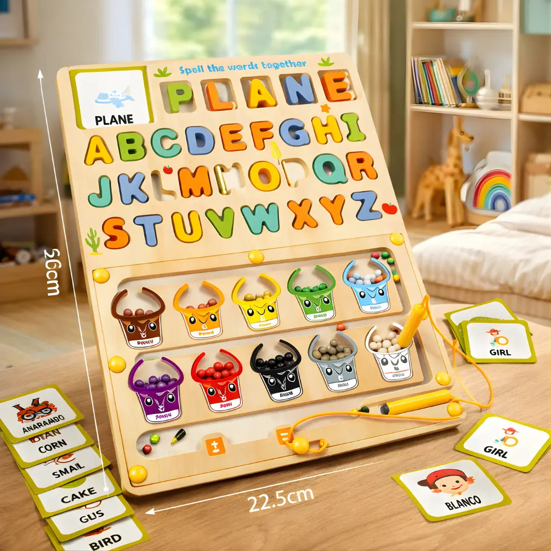 Rompecabezas Laberinto y Pizarron 3en1 de Madera – 3 Juegos en 1 para Aprender sin Pantallas