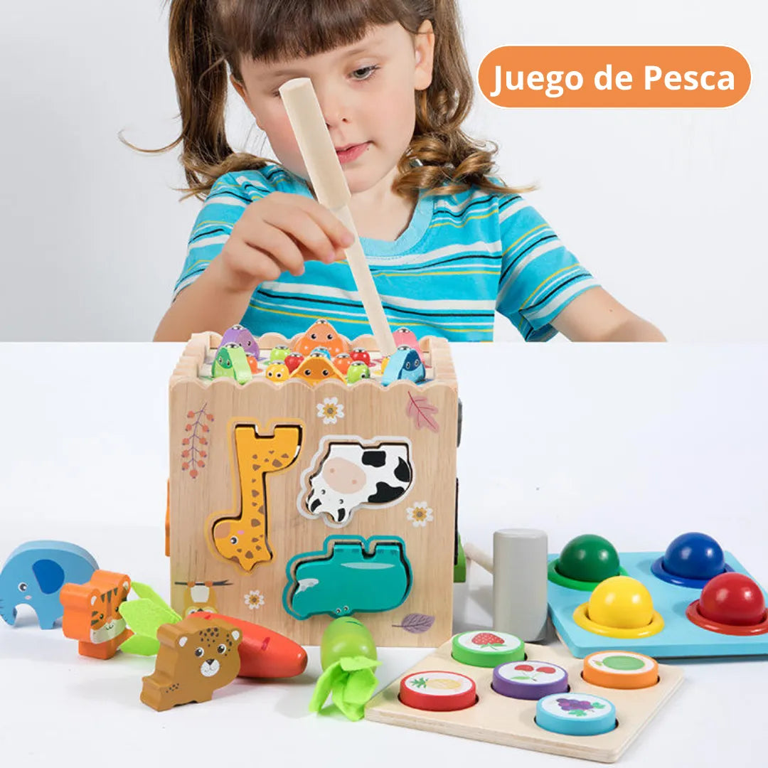 Cubo de Madera Montessori 8en1 – Aprende Jugando con 8 Actividades Diferentes