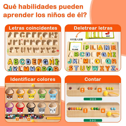 Rompecabezas Laberinto y Pizarron 3en1 de Madera – 3 Juegos en 1 para Aprender sin Pantallas