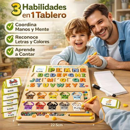 Rompecabezas Laberinto y Pizarron 3en1 de Madera – 3 Juegos en 1 para Aprender sin Pantallas