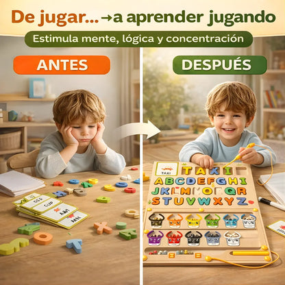 Rompecabezas Laberinto y Pizarron 3en1 de Madera – 3 Juegos en 1 para Aprender sin Pantallas