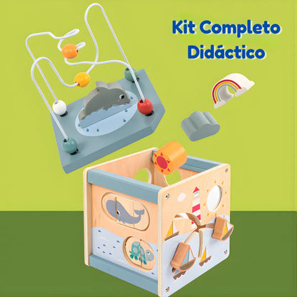 Cubo de Actividades Montessori 6en1 de Madera – Estimula la Creatividad y Coordinación