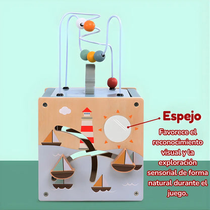 Cubo de Actividades Montessori 6en1 de Madera – Estimula la Creatividad y Coordinación